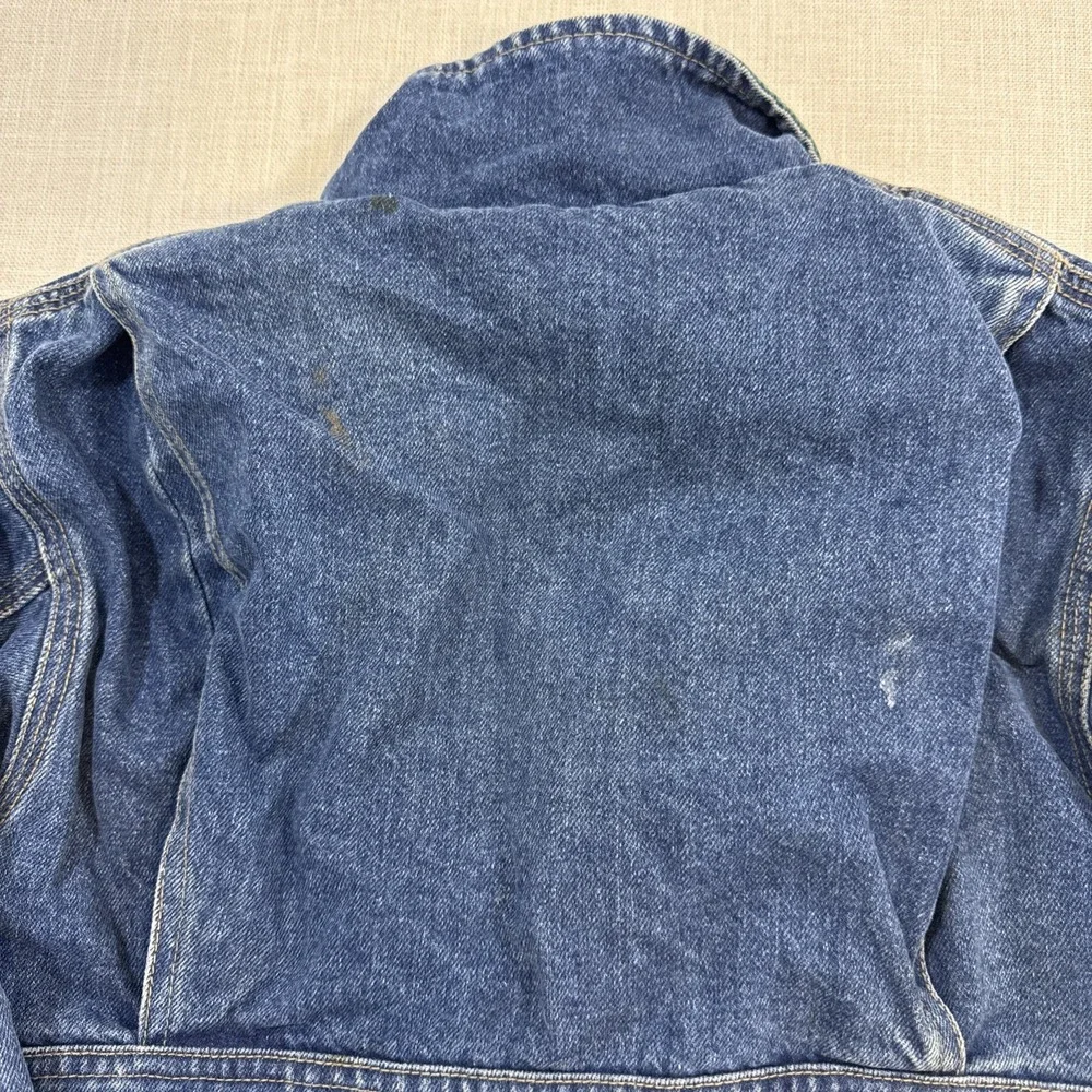 Vtg GAP Denim Jacket Kids XS Corduroy Collar Plaid Lined Chore‎ Barn Coat 90s